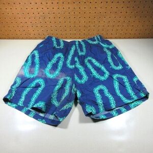 Vintage Reyn Spooner mens blue an green AOP Water Prints swim trunks M USA